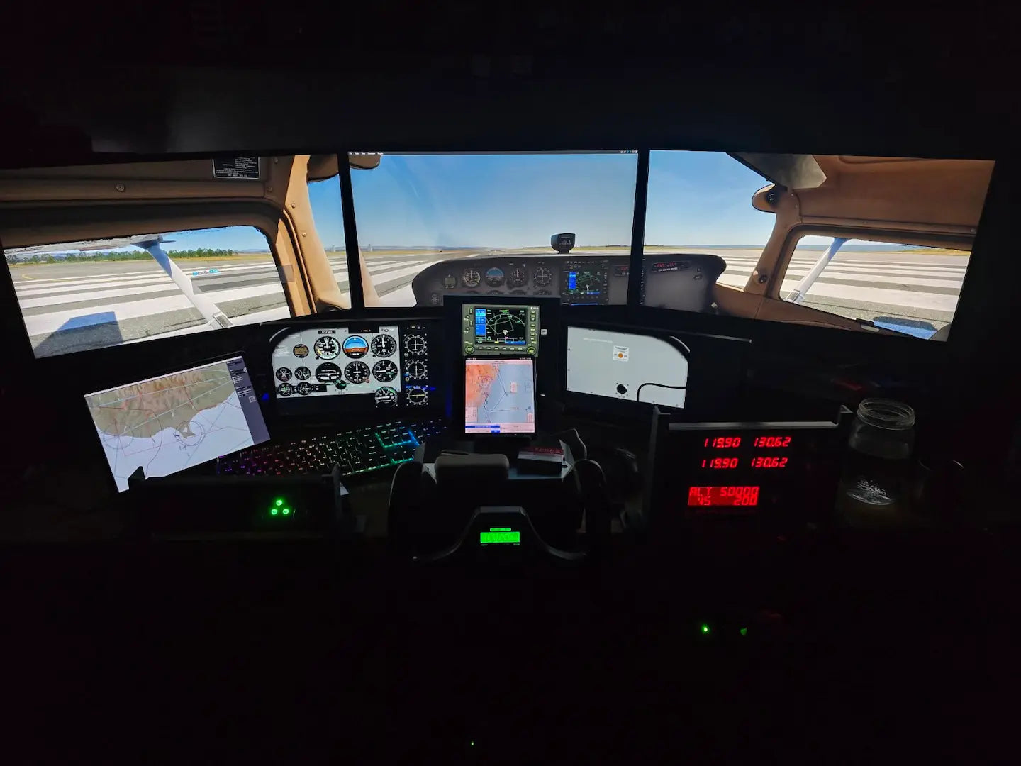 Project-X flight simulator throttle quadrant and cockpit controls